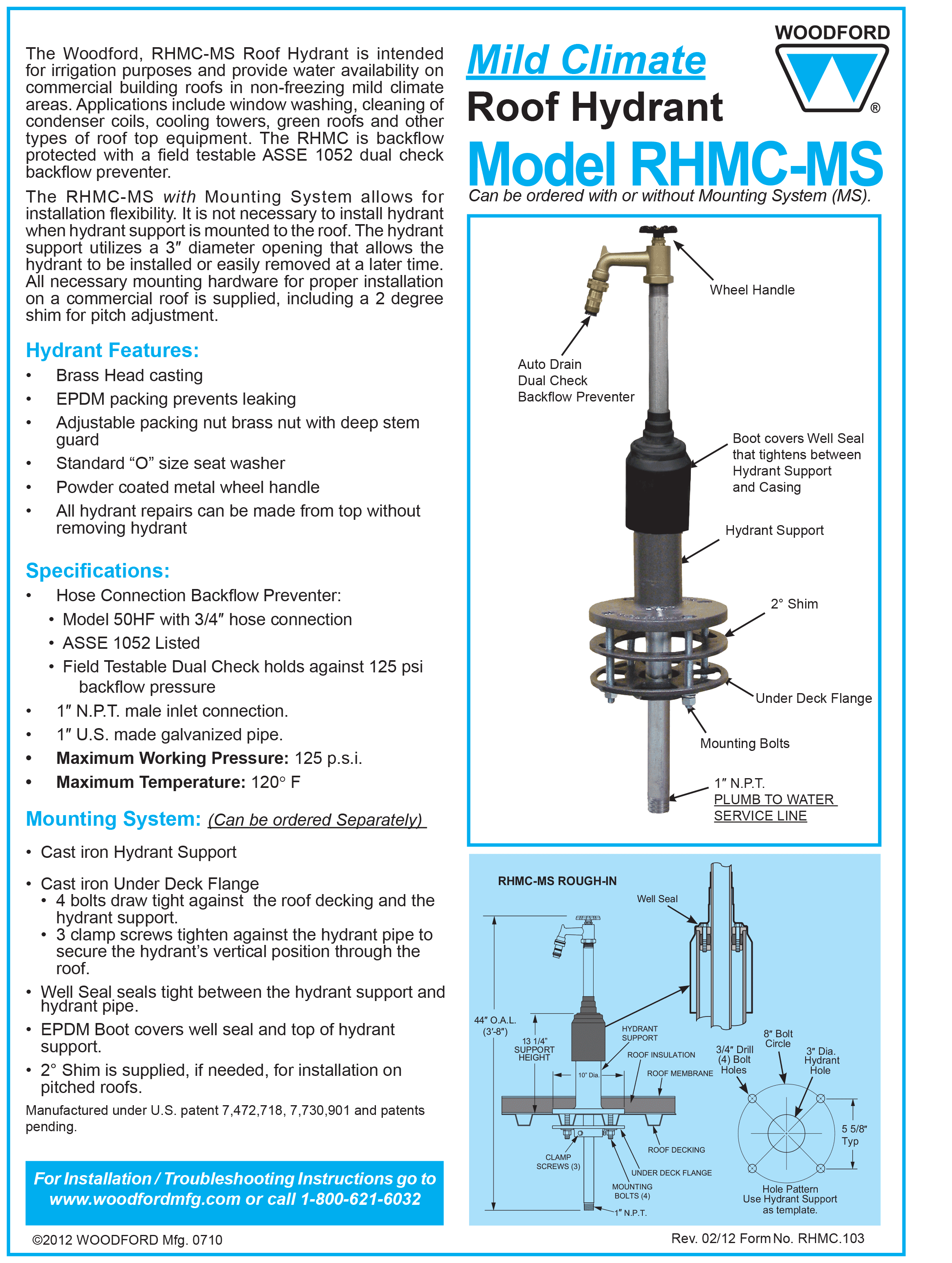 Woodford Model RHMCMS Mild Climate Roof Hydrant